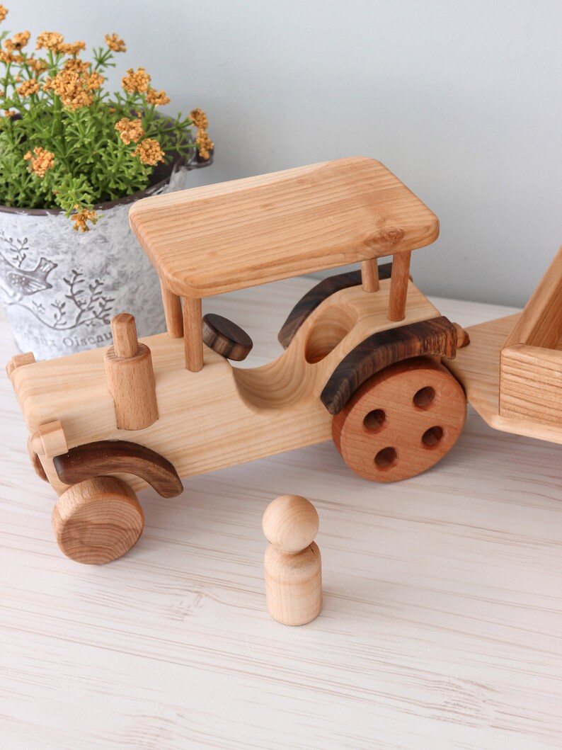 Wooden Tractor car, montessori sensory waldorf fidget toy, baby boy gift, nursery decor, personalized baby shower gift, toddler kids toys image 4