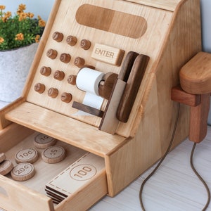 Wooden cashregister Waldorf toys for kids, Pretend play for toddler, Imaginative play set Handmade wooden toys from Ukraine