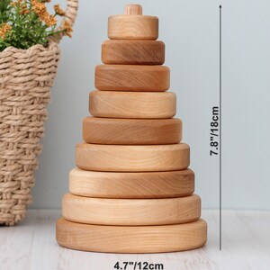 Montessori baby toys Stacking Rings for 1 year old Wooden Stacking Pyramid sensory toy for baby gift basket Baby christmas gift for Toddler No personalisation