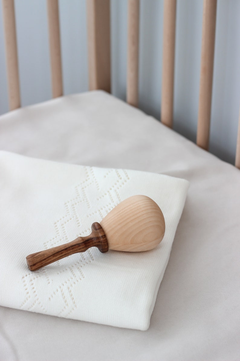 New mom gift Montessori rattle Wooden maracas Baby musical instrument toy Baby shower gift 1st Birthday Gift Natural Sensory Waldorf toys image 4