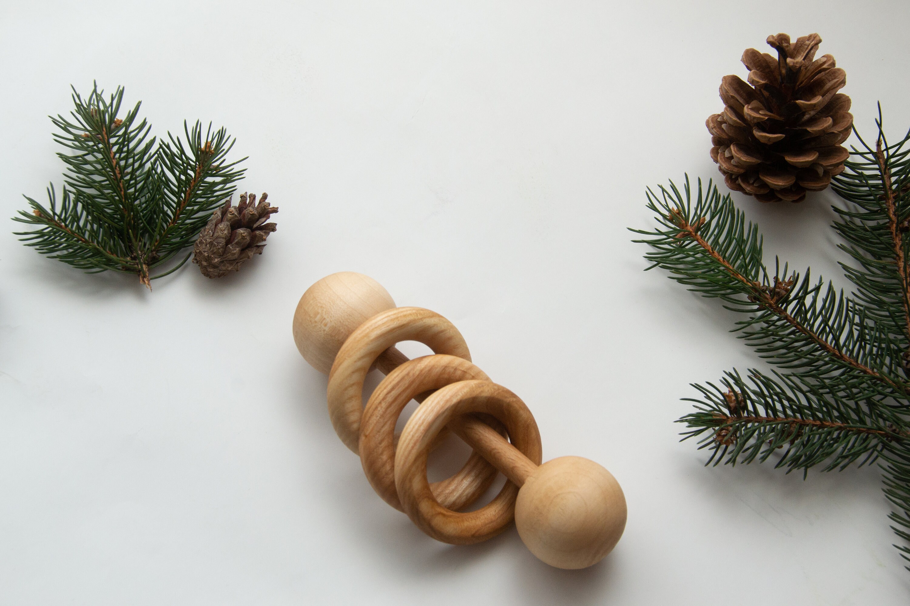 First Rattle Wooden Rattle Montessori, First Rattle for the Newborn From Natural ...
