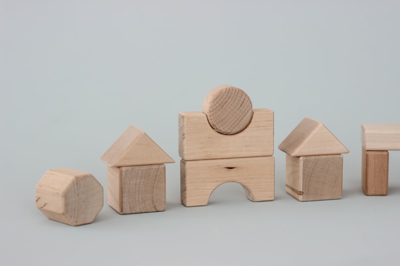Wooden Building Blocks Set for Toddler, Educational Waldorf Toys ...