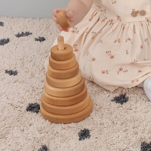 Montessori baby toys Stacking Rings for 1 year old Wooden Stacking Pyramid sensory toy for baby gift basket Baby christmas gift for Toddler image 8