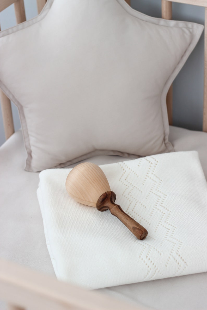 Wooden Baby Rattle toys Expecting mom gift for baby shower, Newborn gift for new mom gift basket, Baby keepsake for toddler from Ukraine image 3