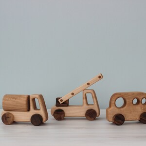 Set of 7 wooden little cars toy, Montessori Toys for Children, Push car on wheels for toddler, Vintage style toy, push & pull toys for boys image 6