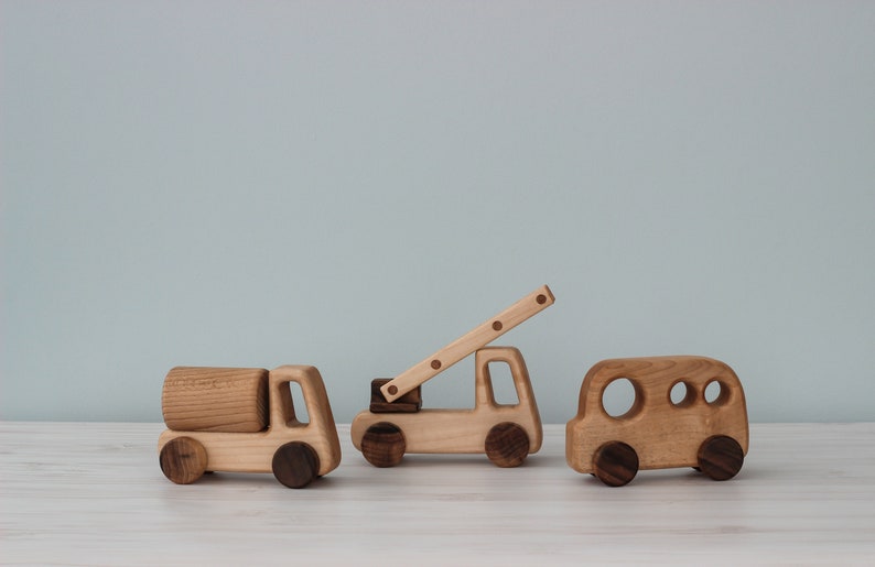 Set of 7 wooden little cars toy, Montessori Toys for Children, Push car on wheels for toddler, Vintage style toy, push & pull toys for boys image 6