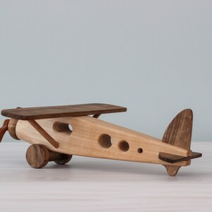 Wooden large airplane toy for boys Handmade vintage toy Baby boy gift Montessori waldorf toys for toddler Aviation decor Gifts for kids no personalization