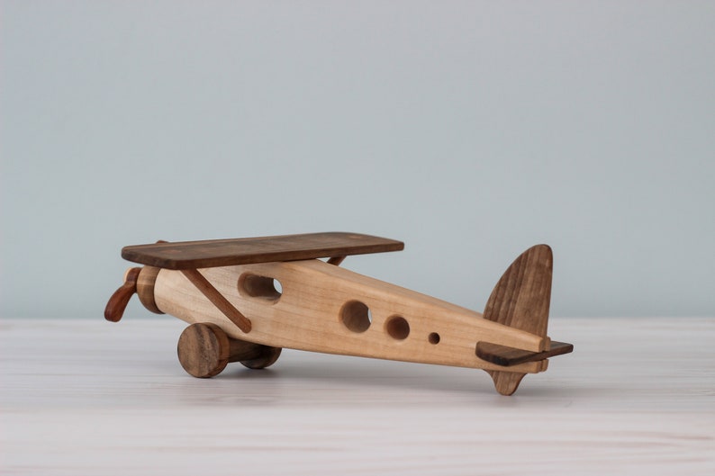 Wooden large airplane toy for boys Handmade vintage toy Baby boy gift Montessori waldorf toys for toddler Aviation decor Gifts for kids no personalization