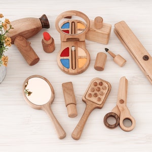 Wooden Salon Montessori toys make up set, Educational toys for toddler 2 year old Girl gift, Christmas gift for kids, First birthday gift