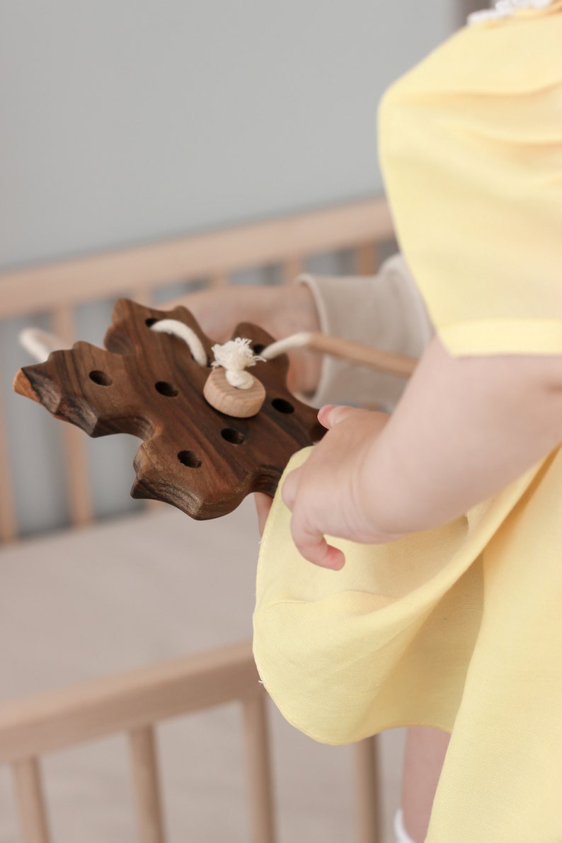 Wooden lacing toy Bear Leaf Educational montessori toy for toddler activities Baby boy girl gift Toys for 1 year old Fidget toy image 8