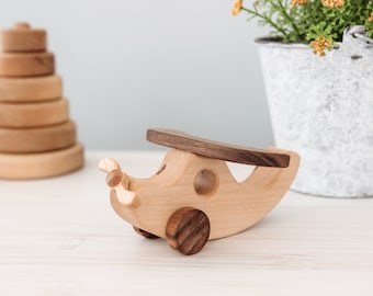 Flugzeug Schiebe-Pullover Spielzeug für Kinder, Tateplota handgefertigtes natürliches Holzspielzeug für Kleinkinder, handwerkliches Spielzeug