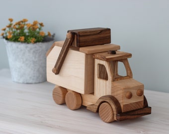 Wooden Montessori toddler toys for 1 year old Garbage truck Christmas kids gift for Baby first christmas from Ukraine