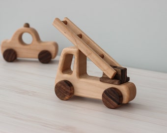 Camion dei pompieri in legno GIOCATTOLI PER RAGAZZI Montessori Сar giocattoli regalo per il primo compleanno del bambino