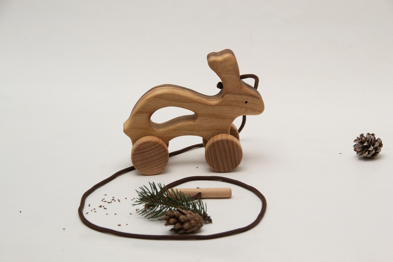 Hopping Wood Bunny Pull Toy Gift for 1 Year Old Rabbit Etsy