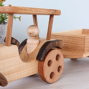 Wooden Tractor car, montessori sensory waldorf fidget toy, baby boy gift, nursery decor, personalized baby shower gift, toddler kids toys image 5