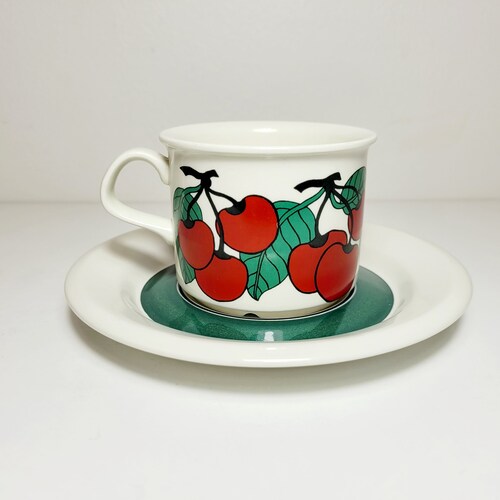 Arabia on sale KIRSIKKA (Cherry) Coffee Cup and Saucer. Designed by Inkeri Leivo. Finnish Vintage.