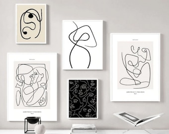 Abstract Line Wall Art, Figure Print, Minimalist Wall Art, Monochrome Prints, Neutral Wall Decor, Silhouette Print, Wall Art Decor
