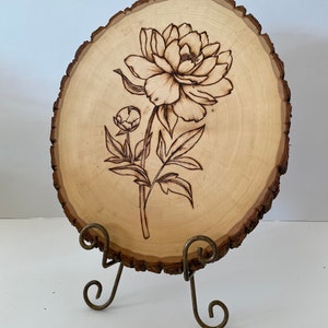 Peonies 2 Wood Burning