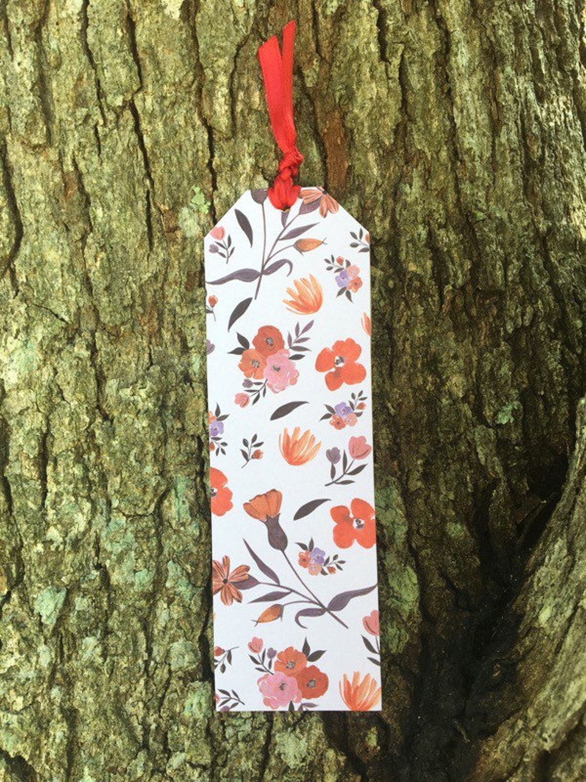 Bookmark-Orange Floral Pretty Handmade Bookmark Gift for | Etsy