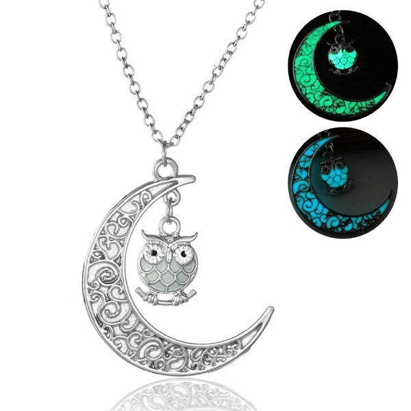 Owl Necklace - Quick Processing - Ships Out In 24 Business Hours - Glow in the Dark Owl Necklace - Owl accessory - Glow in Dark Necklace