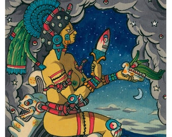 Coyolxauhqui. Queen of Flints, Moon Goddess, Aztec Mexican, Tarot, Corazon Mexica