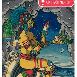 Coyolxauhqui. Königin der Feuersteine, Mondgöttin, aztekische Mexikanerin, Tarot, Corazon Mexica