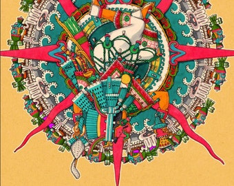 The Four Suns, Nauhtonatiuh, Los Cuatro Soles, PDF Digital Book, Aztec, Mexican, Tonatiuh, Sacred Narrative