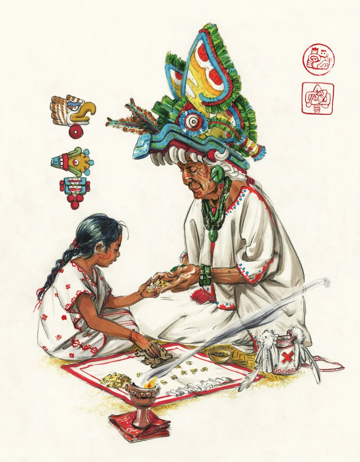 Oxomoco, First Grandmother. Aztec, Mexican Spirituality, Art