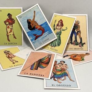 Queer Loteria - a traditional Mexican Loteria game for the LGBTQ+ community - gay, trans, lesbian, Chicano, Mexican, gender fluid,