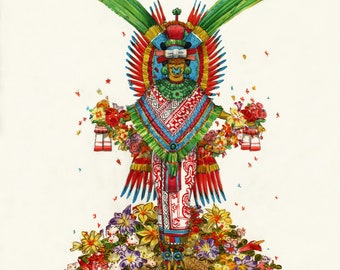 Xochiquetzal Entre Flores - Lady of Love, Precious Blossom Mexica (Aztec) Deity, Teotl. Xochipilli, Ometeotl