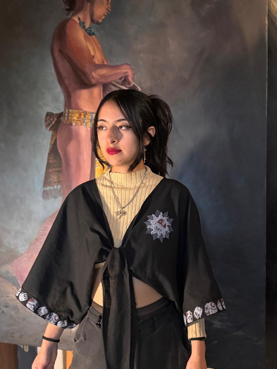 Aztec Blouse, Mexica Aztec Regalia, Mictlantecuhtli, Mictecacihuatl, Day of the Dead, Dia de Muertos, Xibalba, Tztztimimeh, Underworld