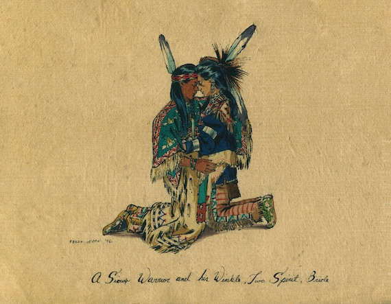 Sioux Winkte Amerindien Two Spirit Art Queer Amour Queer Etsy France
