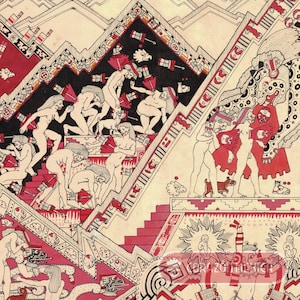 The nine levels of Mictlán. Mexica (Aztec) Underworld, Land of the Dead, Sacred Narrative, Mictlantecuhtli, Mictecacihuatl. Mexican heart. image 2