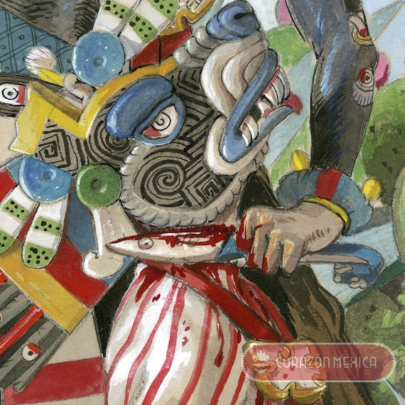 メキシコ絵画 メキシコ ウイチョル族の糸絵 47.24インチ x 23.62インチ