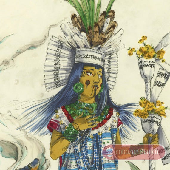ウィストシワトルのオリジナル絵画。アステカ、メキシコの精神性
