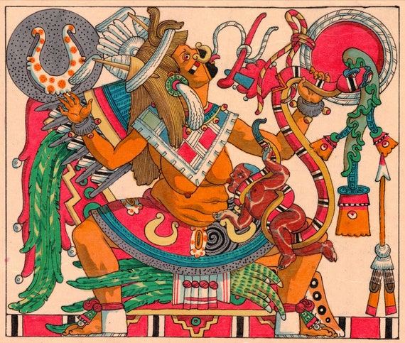 Chichitlazolteotl, Tlazolteotl, goddess of sexuality and childbirth, Aztec Mexican Spirituality Art, Corazon Mexica,