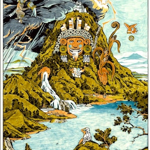 The Sacred Mountain, Tlaloc, Aztec, Mexican Spirituality, Art, Corazon Mexica, Mexica Heart, chicano, Coatlicue Cihuacoatl, Tlaltecuhtli