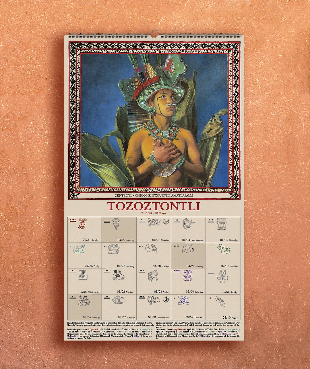 Anahuac Calendar 12 Tecpatl, Mexica aztec Calendar, 18 Veintenas
