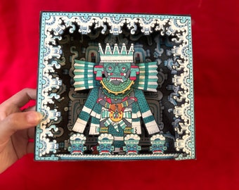 Tlaloc altar, paper crafts, Mexica, Aztec spirituality, brujeria, red path, Mexican spirituality, Corazon Mexica.