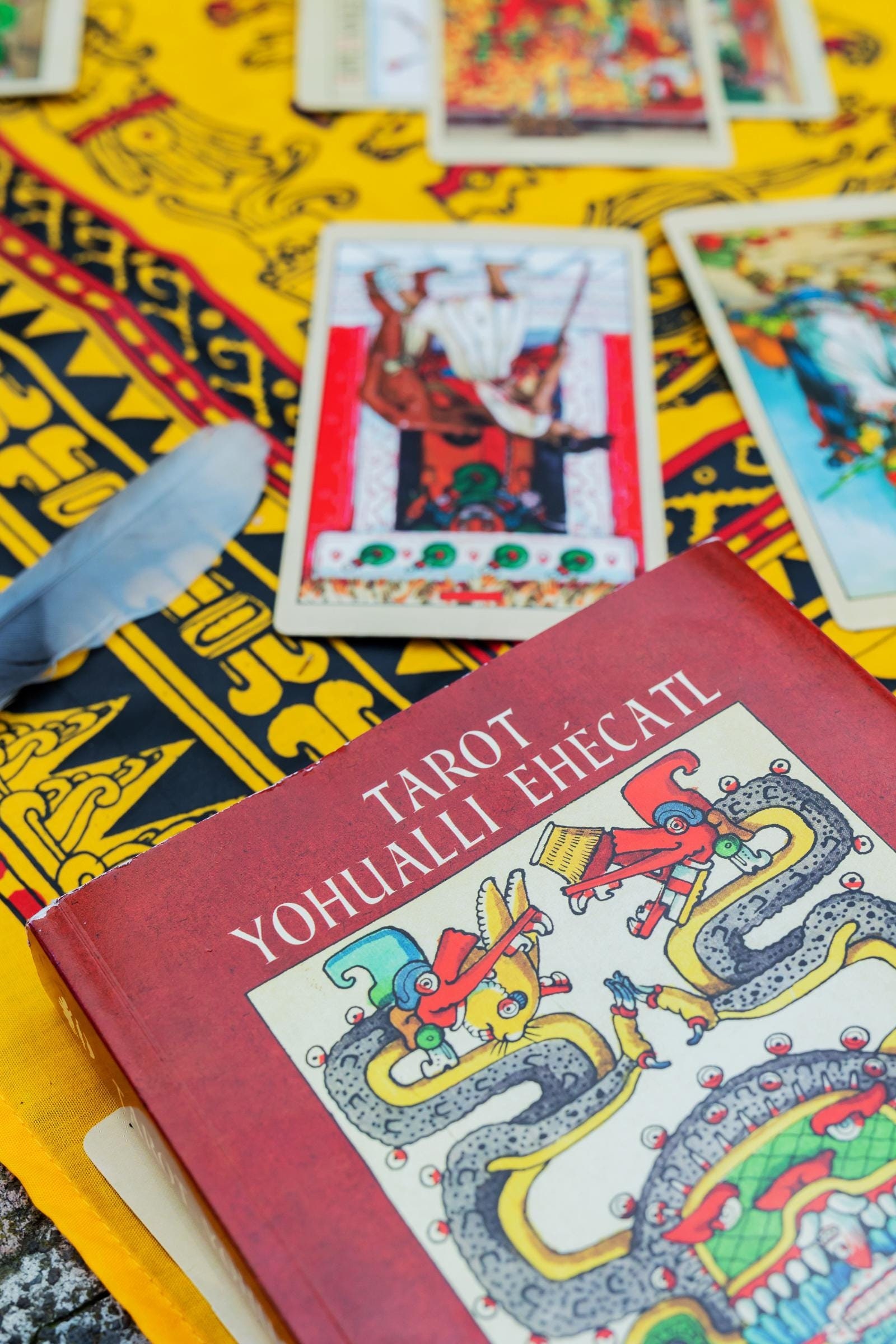 Tarot Yohualli Ehecatl - soft cover - a Mexica or "Aztec" tarot of indigenous spirituality. Mexican, Chicano, brujeria, witch, Mayan