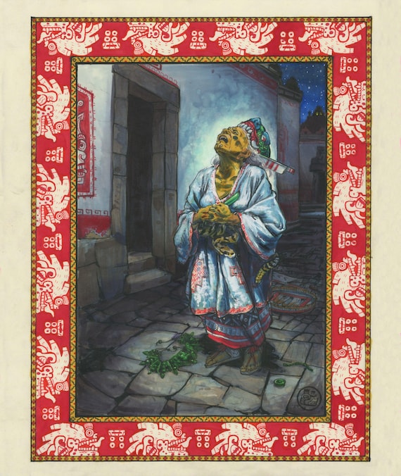 チワコアトル、ラ・ジョローナ。 アステカ、メキシコの精神性、アート