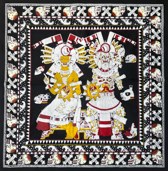 Day of the Dead Linen Bandana - Mexica or 