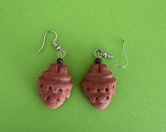 Yollonacochtin, Heart Earrings, Mexica (Aztec) Mexican Jewelry, Clay