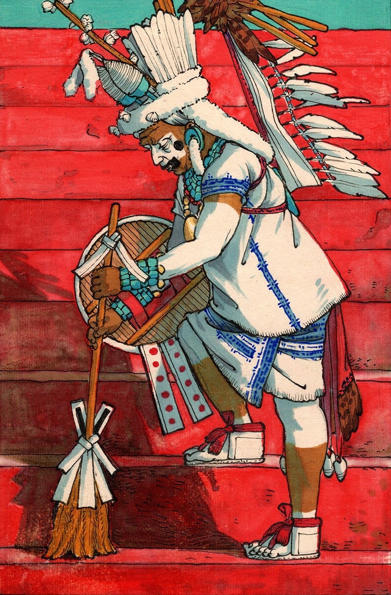 In Aztec mythology, Cihuacoatl was one of a number of motherhood and fertility goddesses. Cihuacoatl was especially associated with midwives, and with the sweatbaths where midwives practiced. She is paired with Quilaztli