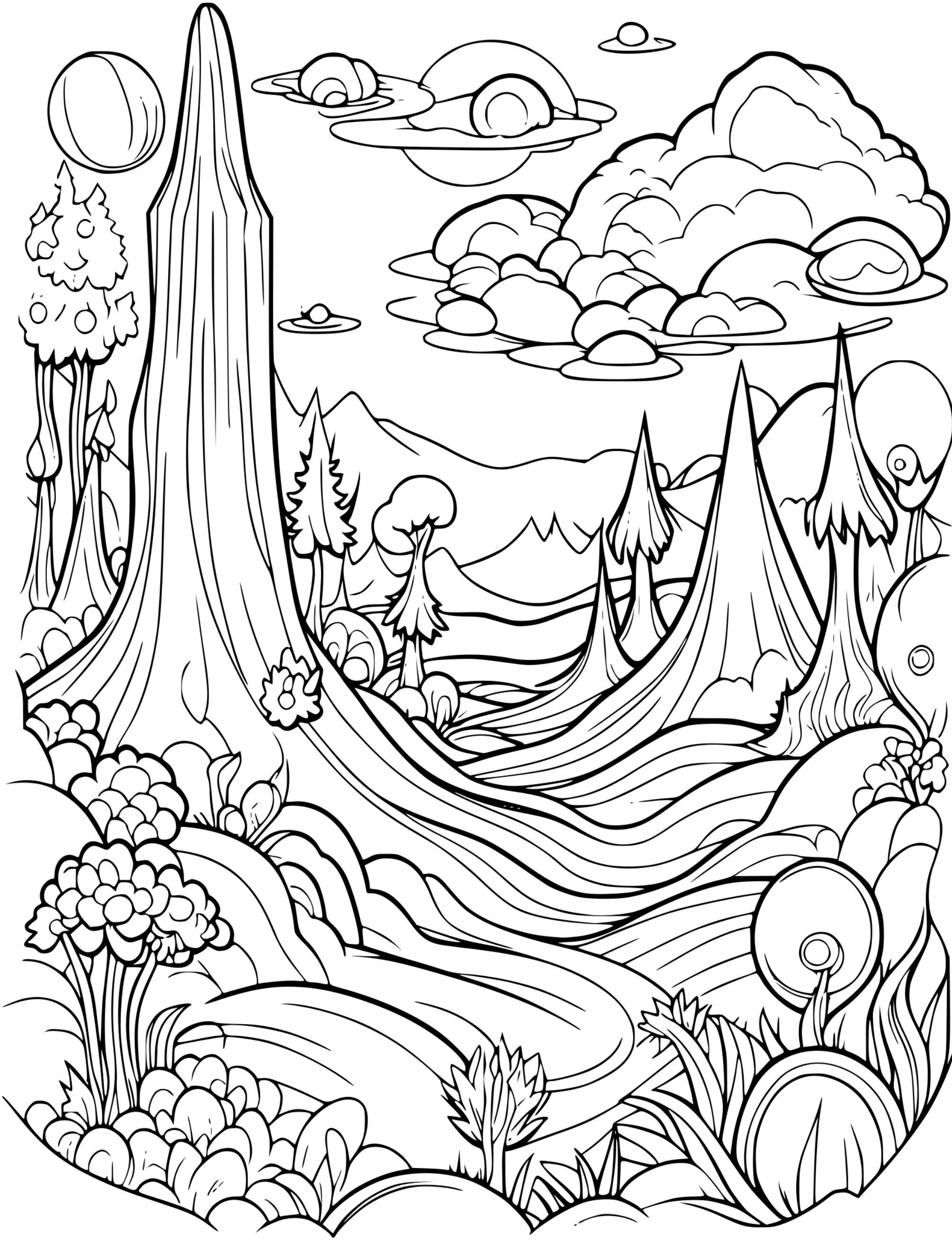 Fantasy Landscape Coloring Pages - Il Fullxfull.5897900627 3p96
