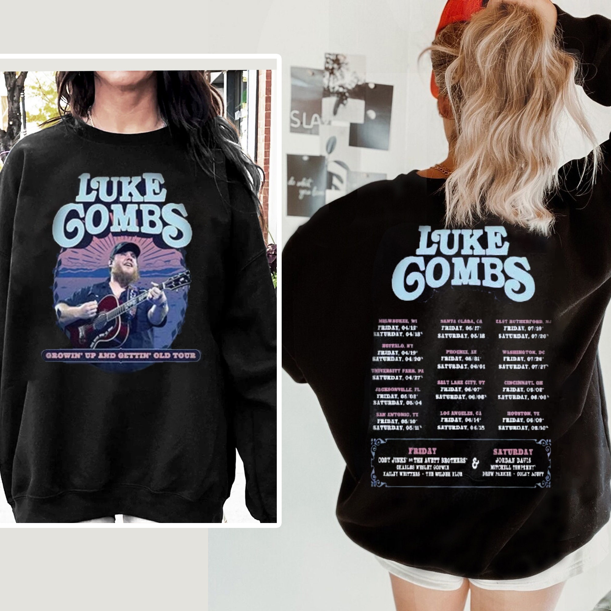 Luke Combs 2024 Tour Growing up and Getting Old T-shirt, Luke Combs ...