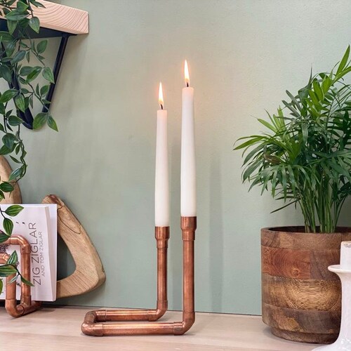 Copper Candle Holder/ Candelabra Etsy