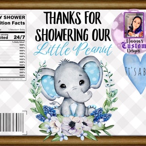 Baby Elephant Baby Shower Chip Bag Template