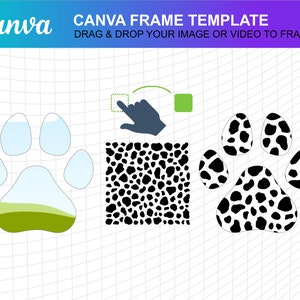 Plantilla de marco de collage de fotos de patas de perro y gato Canva Svg - Cdr - Ai - Canva Design Photo Fill Editable Download Digital File