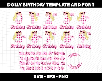 Dolly Birthday Svg Number 0 1 2 3 4 5 6 7 8 9 Logo Cliparts Dolly Girl Retro Movie Font Cricut Svg Png Barbi Download Digital File